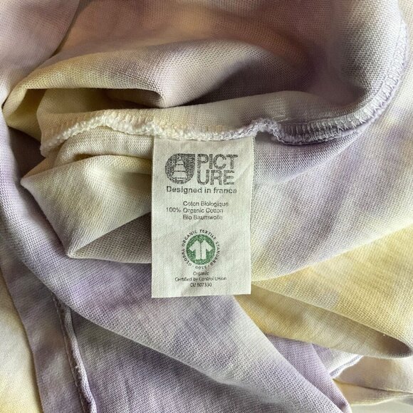 Picture Organic Clothing Size S Absalt Tie Dye T Shirt 100% Cotton Purple Yellow - Picture 9 of 11
